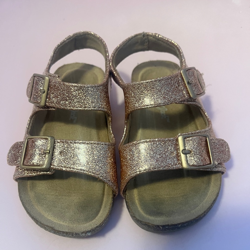 Cat & Jack Gold Glitter Sandals, Toddler Girl 6M